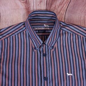 Harmont & Blaine Camicia Shirt Mens Large Regular Fit Striped Button Down Cotton